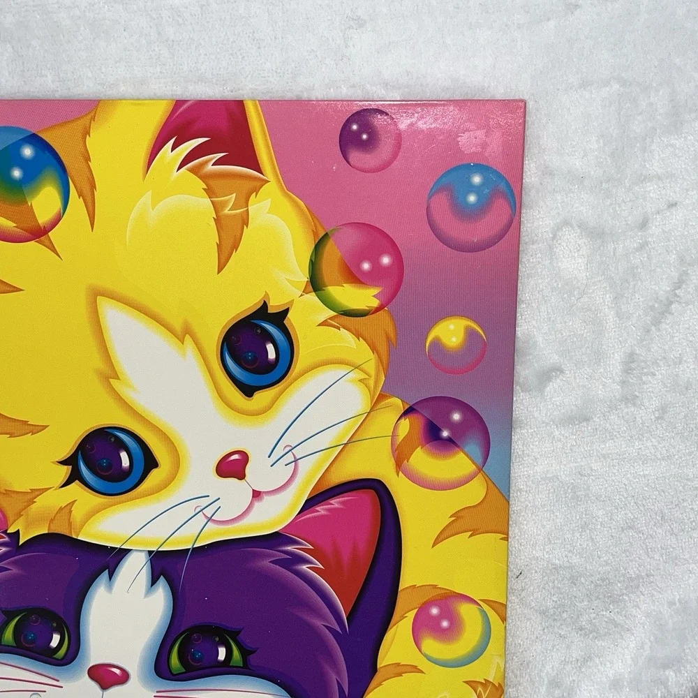 Lisa Frank Purple & Yellow Cuddly Kittens Cats 3 Ring Binder Folder Vintage 90's